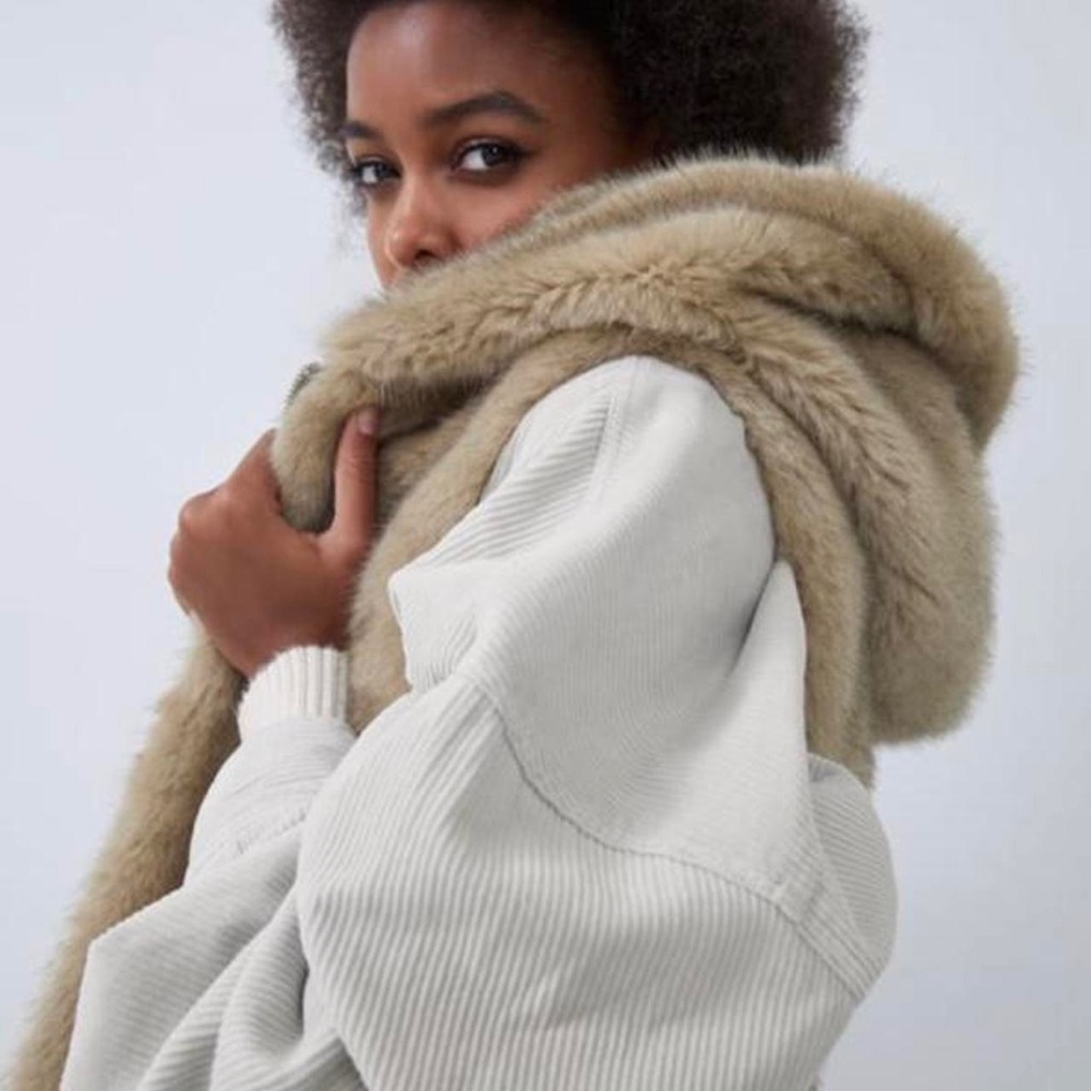 Zara Tan Faux Fur Vest Size XL